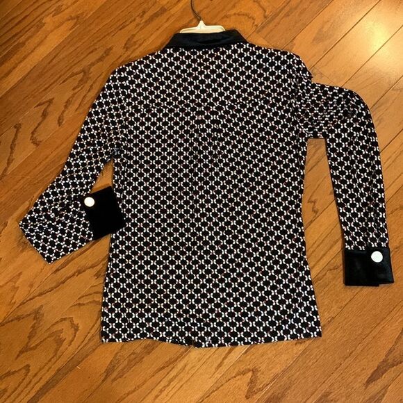 ESQUALO SIZE SMALL Long sleeve blouse with velvet cuffs and collar - Picture 2 of 7